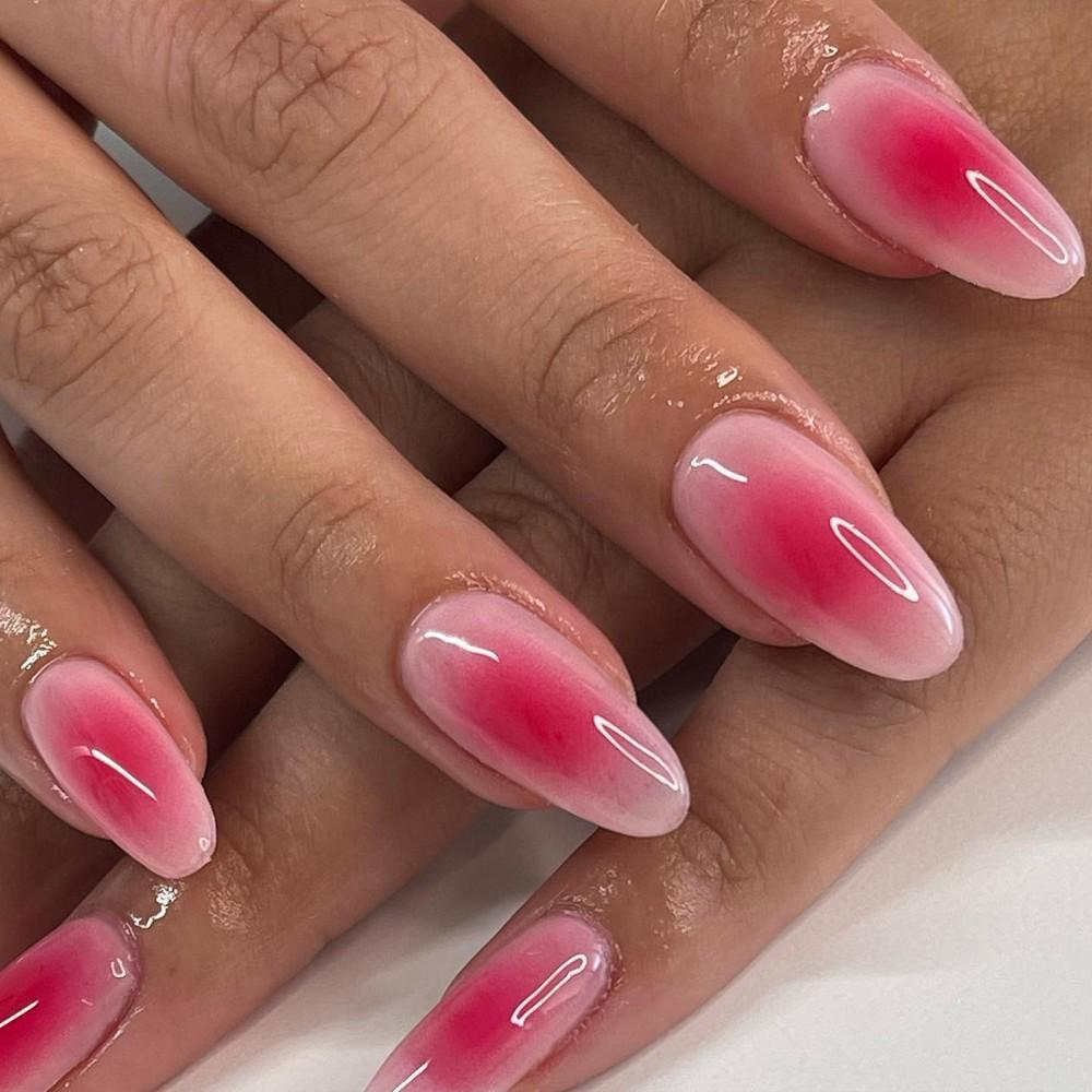 Pink aura gradient Sabrina nails