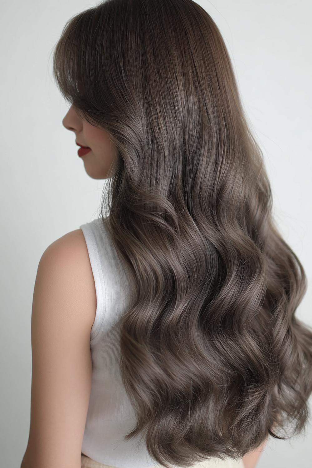 25. Pinterest Hair Inspiration 2026: Smoky Ash Brown with Cool Dimension and Soft Wave Styling