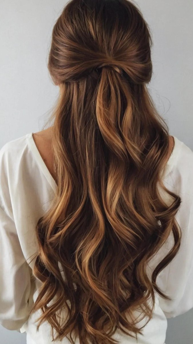 Half up half down long hairstyle