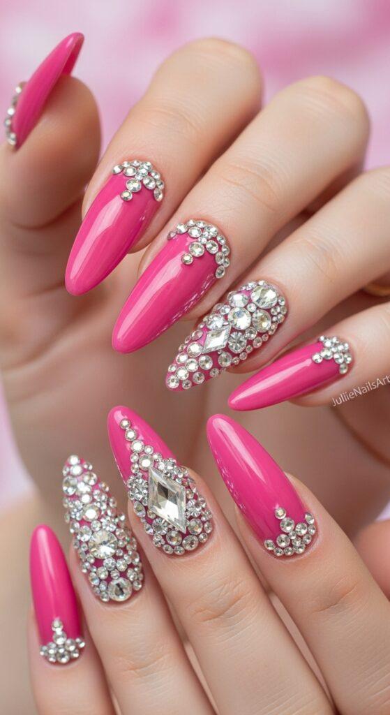 Rhinestone glam stage manicure