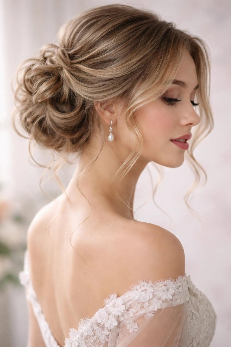 Romantic loose bun style