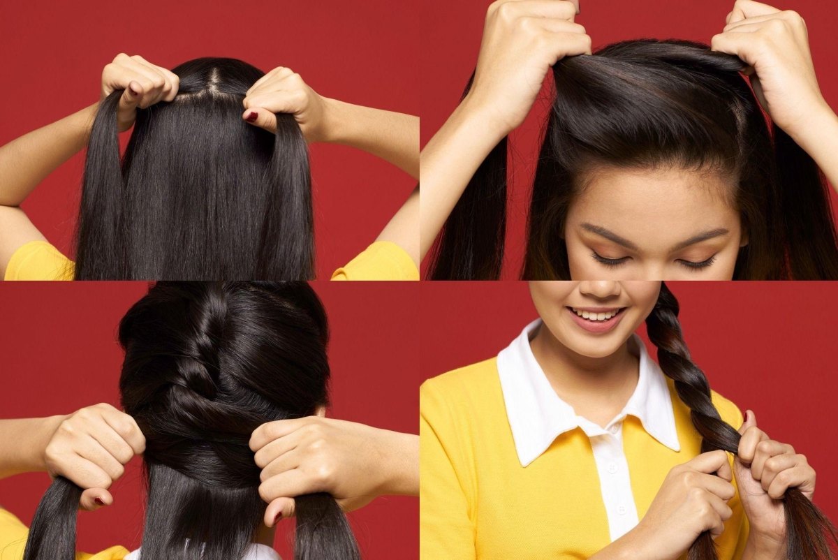 Beginner rope braid hairstyle