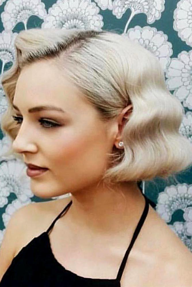 Short platinum deep side part old hollywood waves