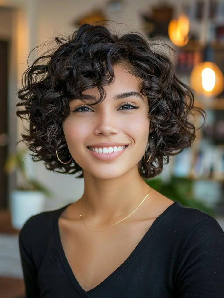 Short curly haircut with natural curls