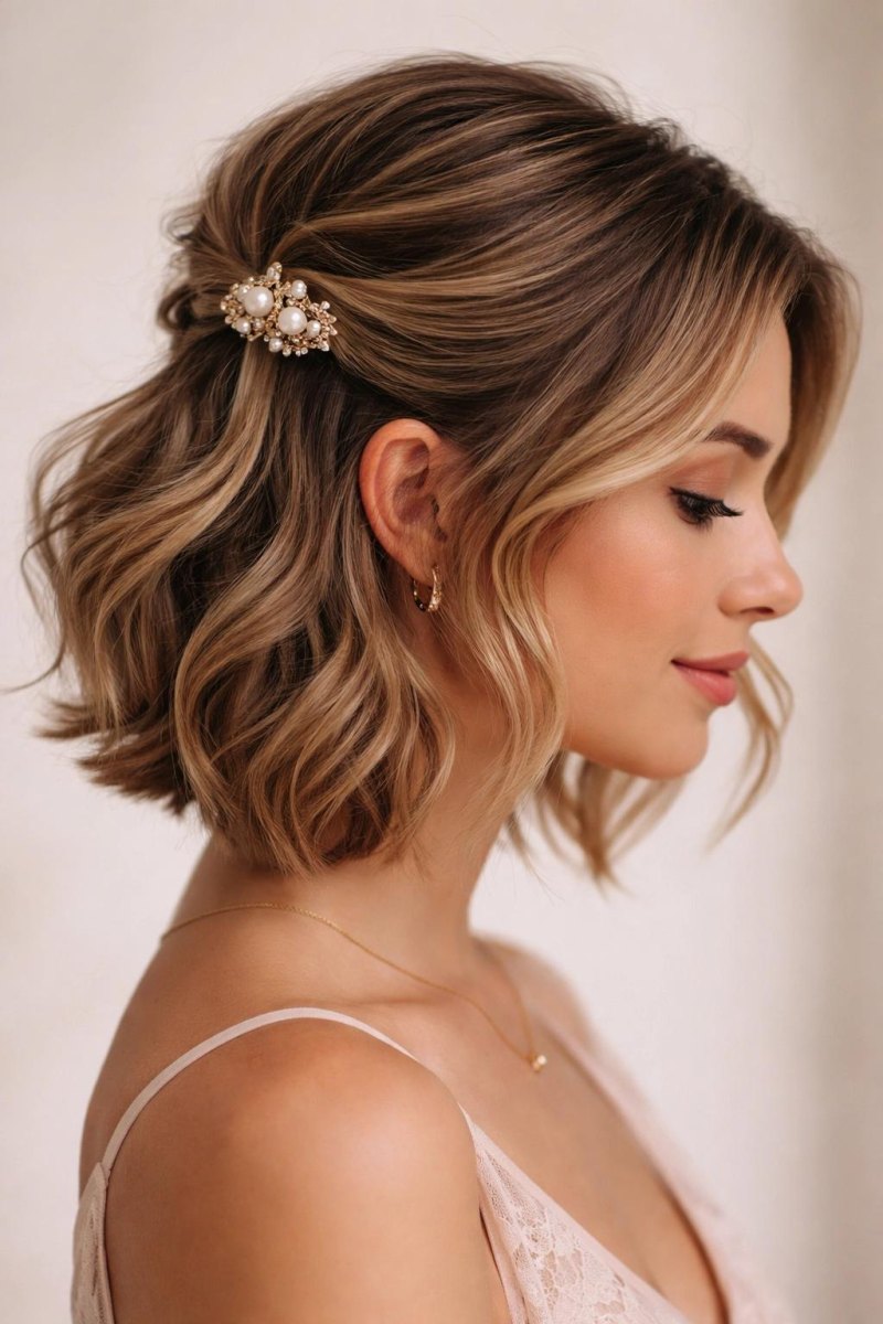 Short hair wedding guest idea