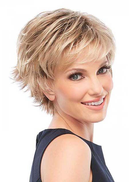 Short layered haircut with volume