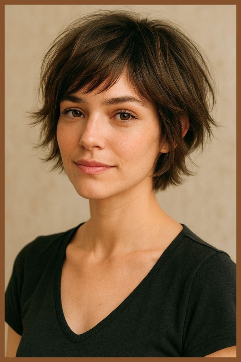 Short shag haircut with layers