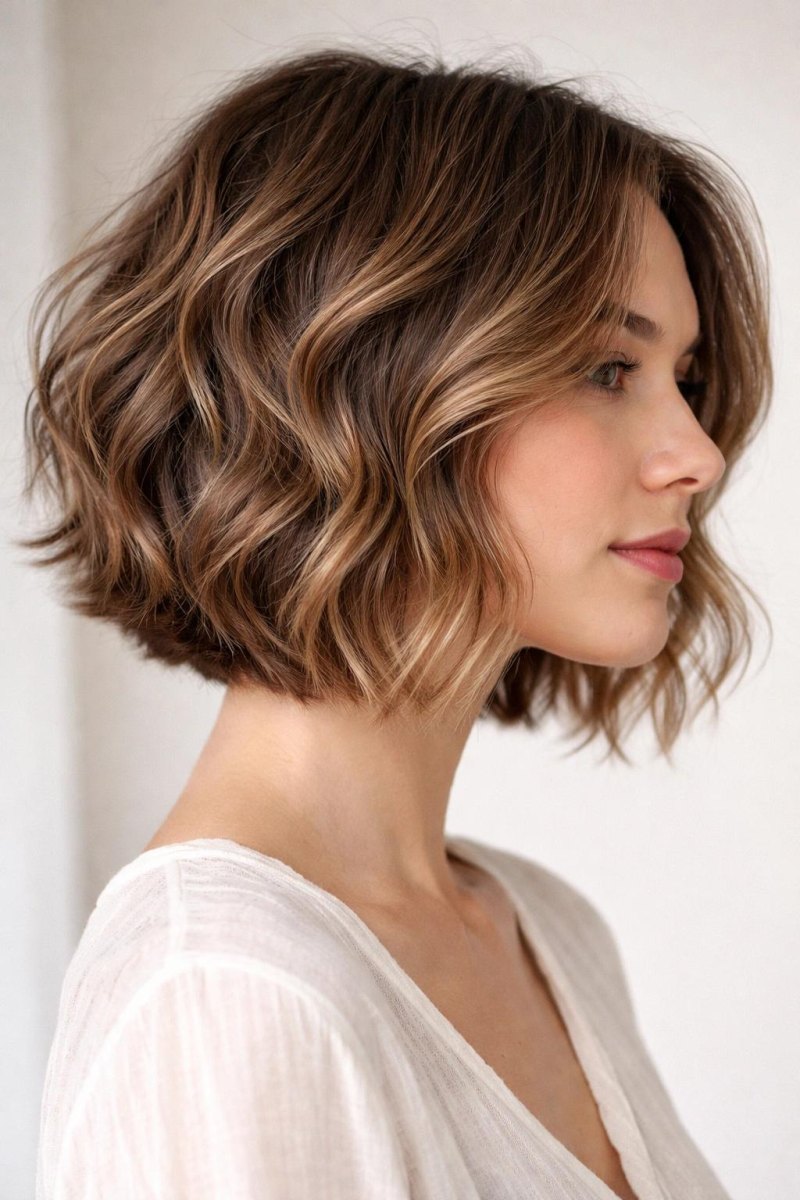 Short wavy bob haircut