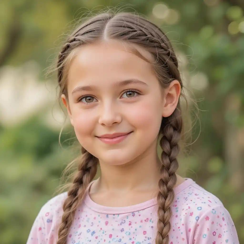 Braided pigtails hairstyle for school