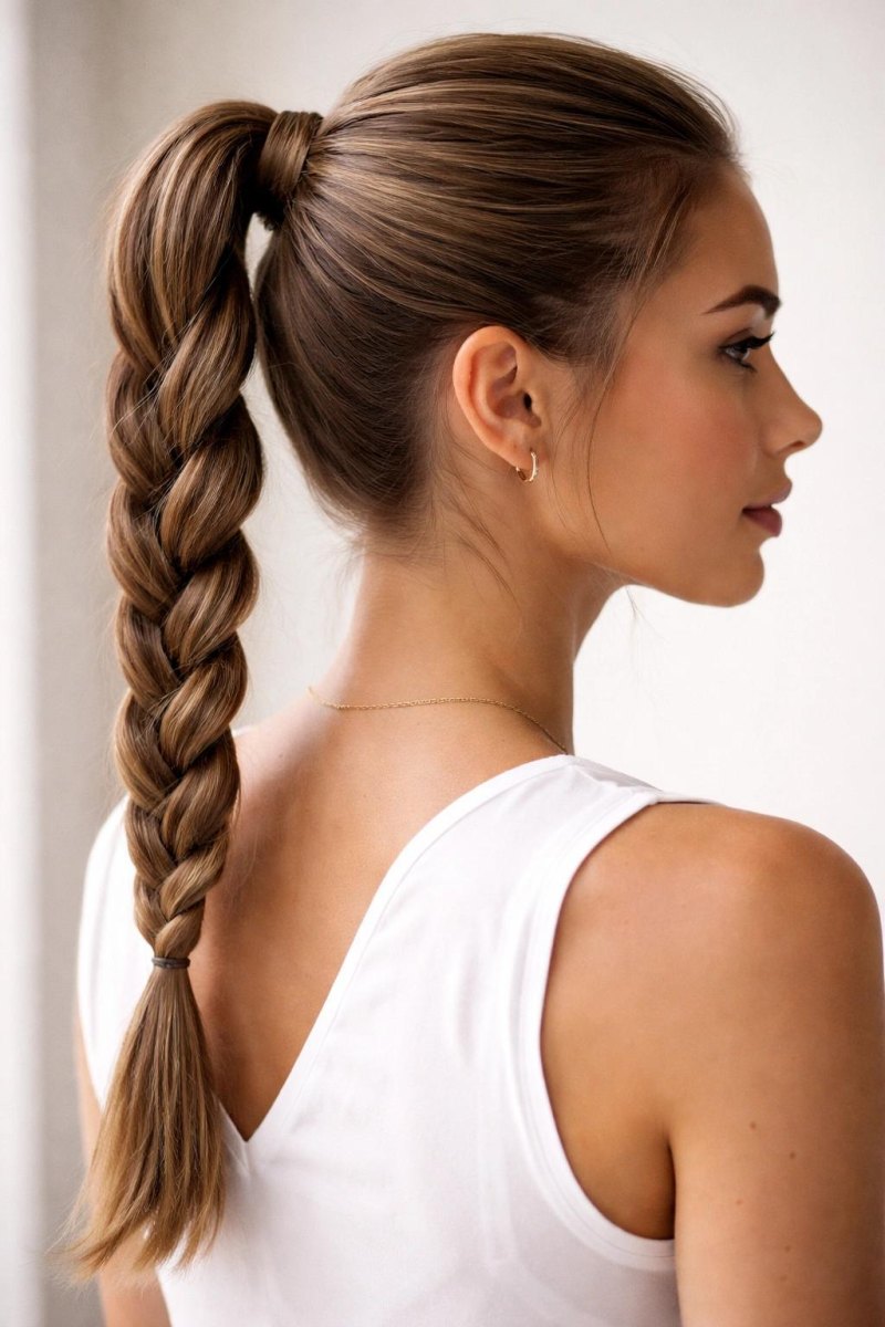 Braided ponytail hairstyle for long hair