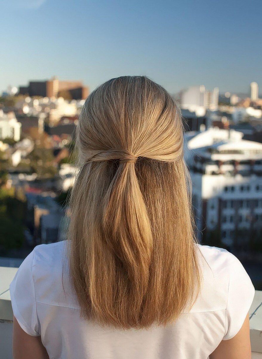 Simple everyday half-up hairstyle