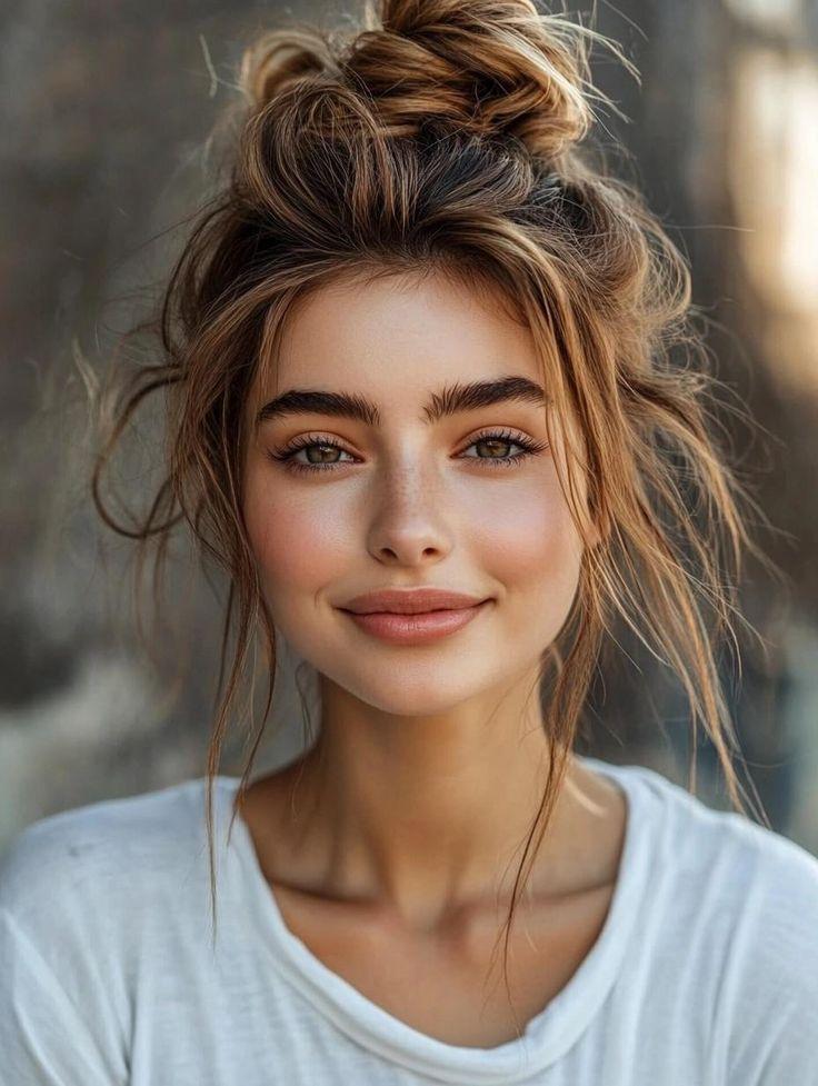 Simple messy bun hairstyle