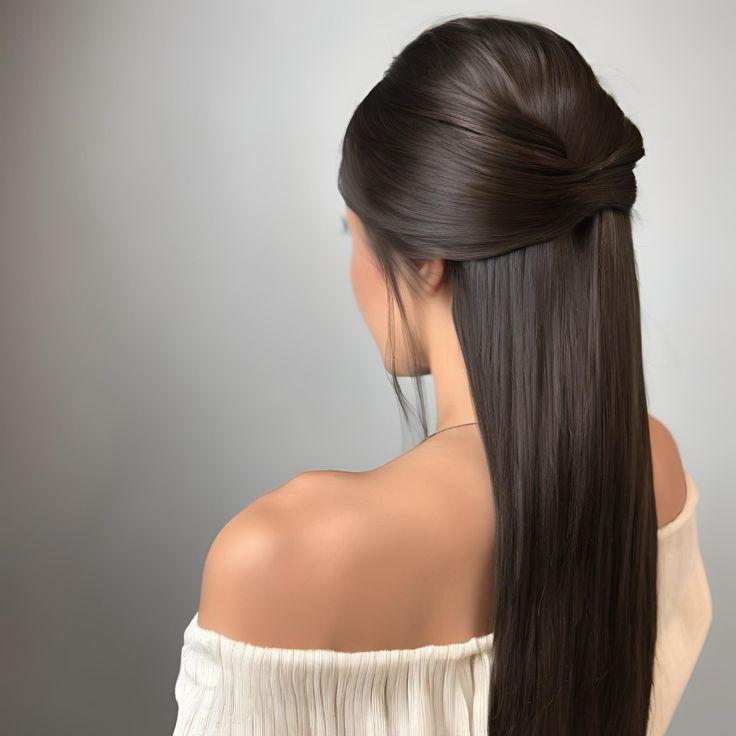 Sleek half-up hairstyle