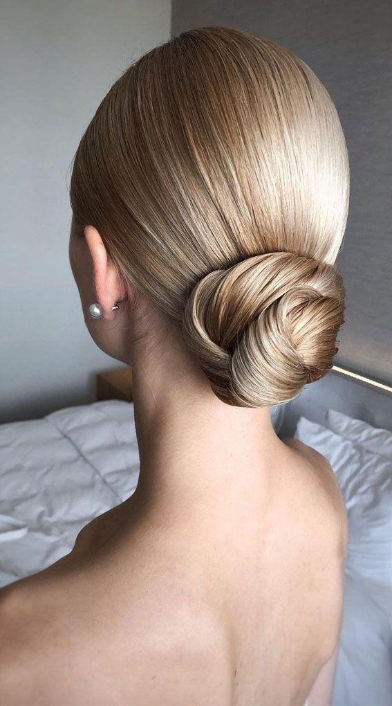 Sleek low bun hairstyle