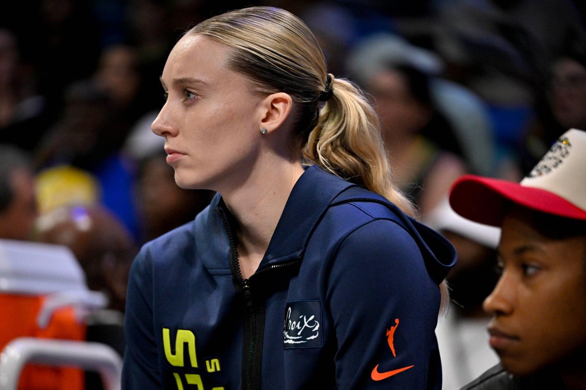 Female athlete with slick ponytail