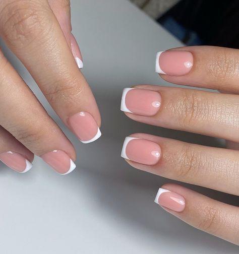Square French tip nails