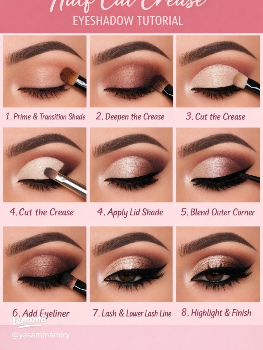 Cut crease eye placement steps
