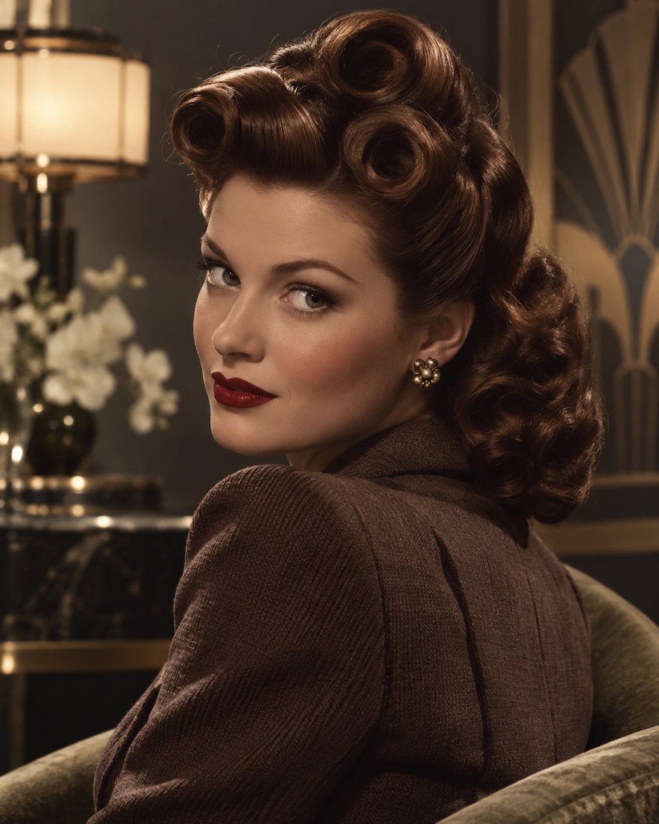 1940s victory rolls with waves