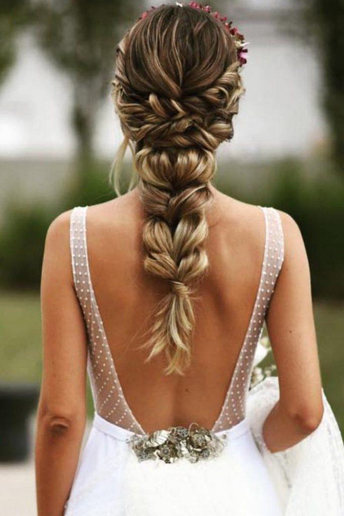 Trendy modern braided bridal hairstyle