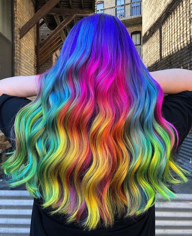 Vibrant rainbow hair trend