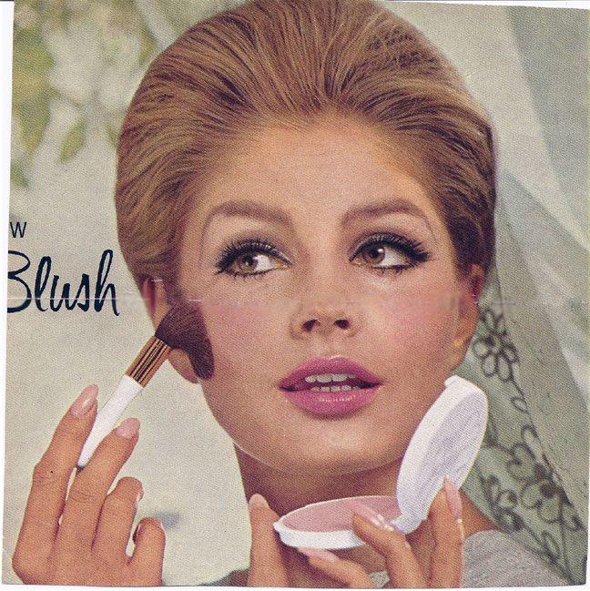 Vintage 1960s blush makeup placement