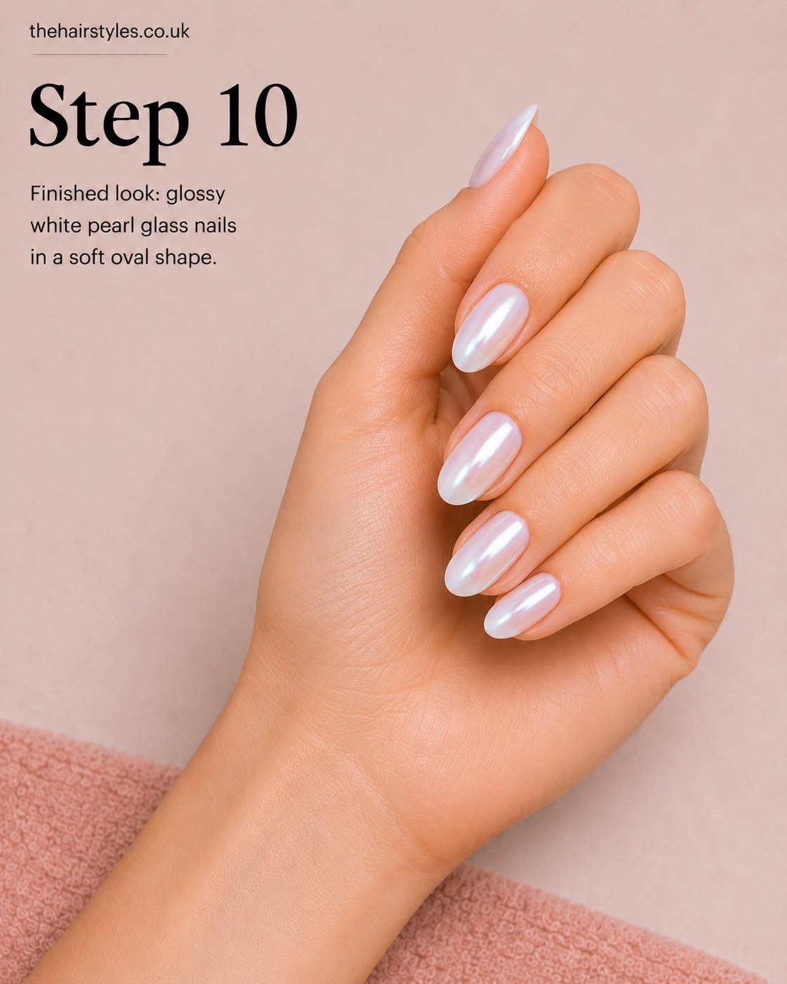 White Pearl Glass Nails In A Soft Oval - My Honest