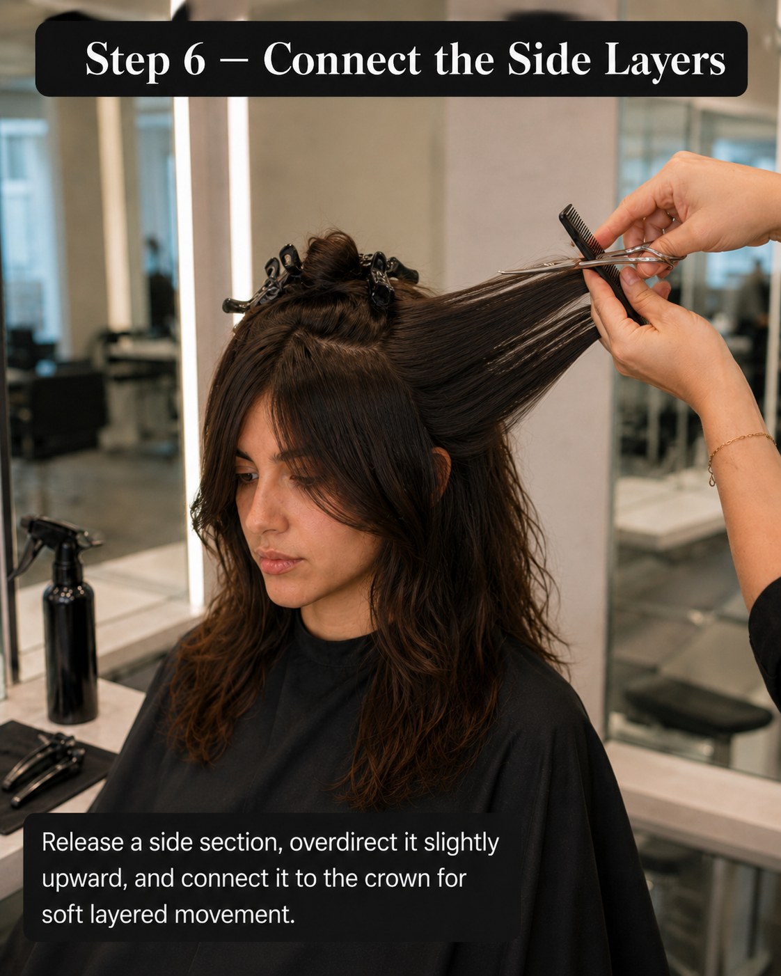 Overdirecting a side section upward to connect it with the crown layers for softness.