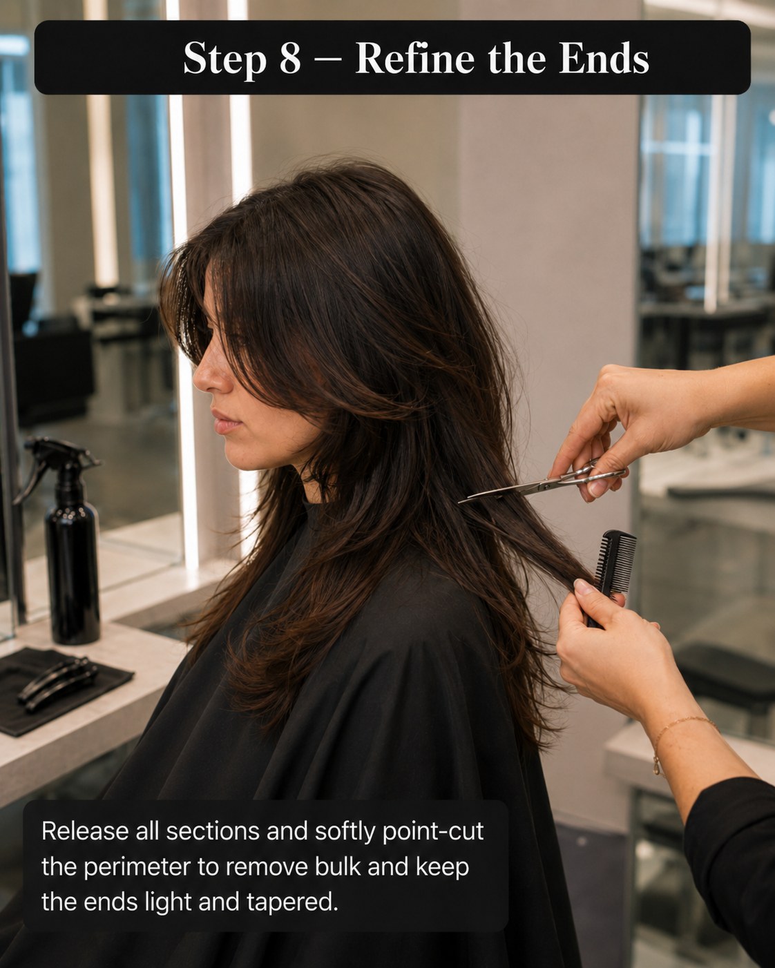 Releasing every section to point-cut the perimeter and lighten the tapered ends.