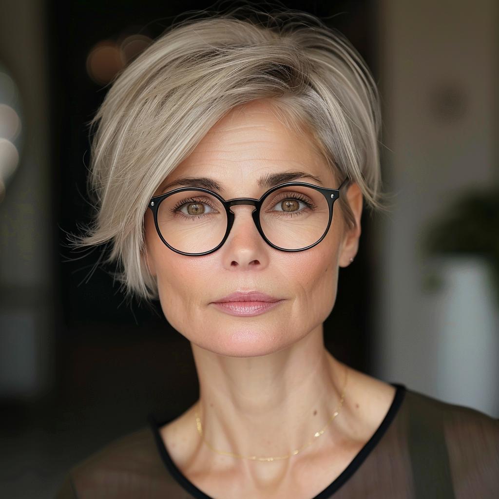 50 Short Hairstyles That Look Great with Glasses for Over 50