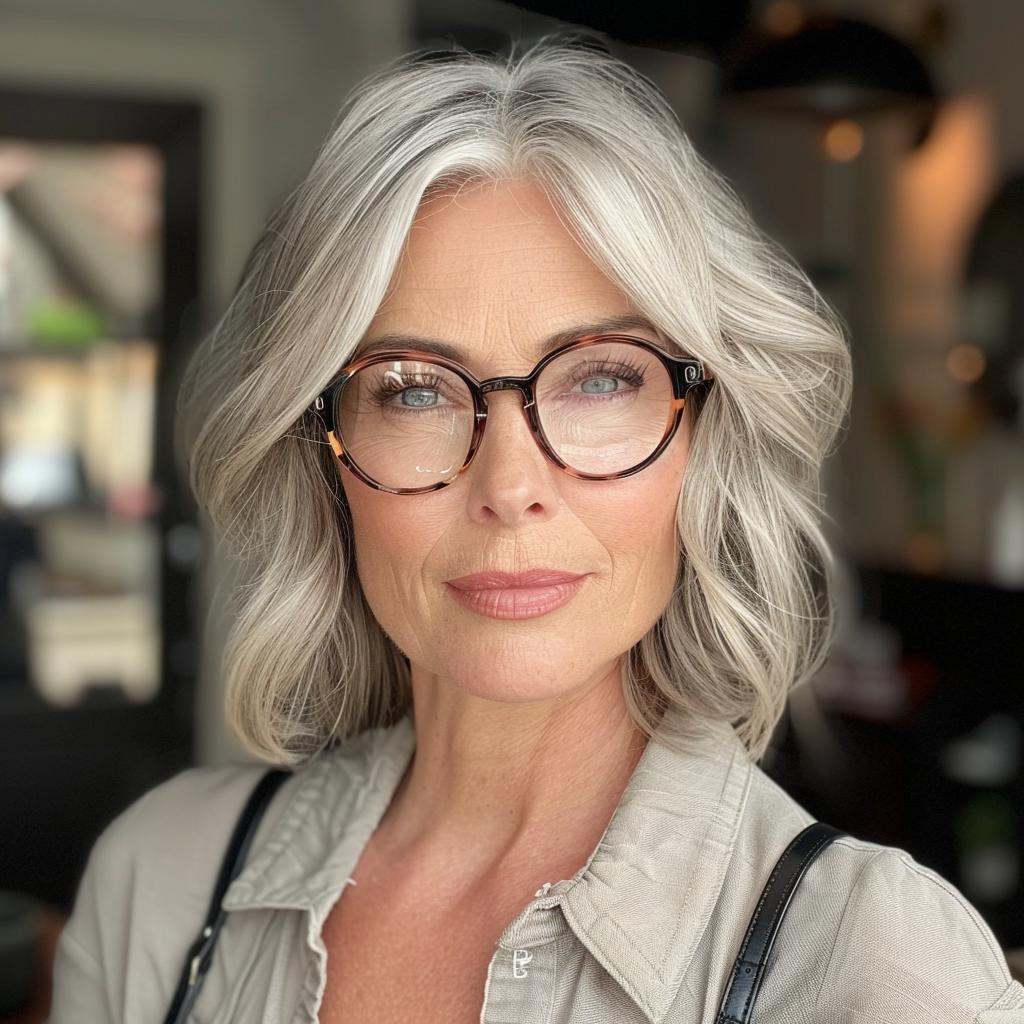 Short Hairstyles for Over 70 with Glasses